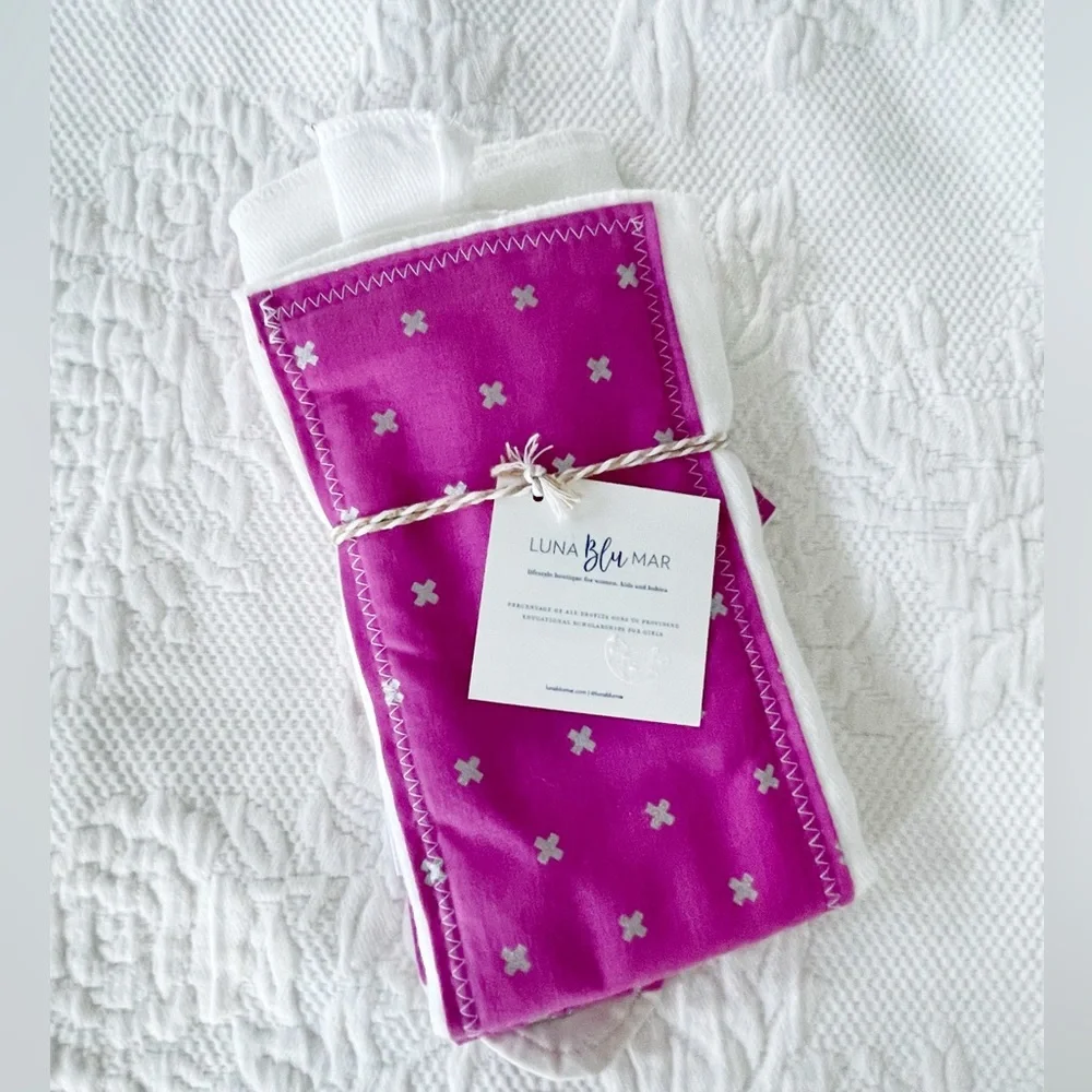 NWT Boutique LunaBluMar Cloth Diaper and Bandana Gift Set